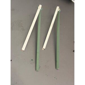 Vtg Silver Tone Green Double Bar Earrings Front Back 3.25" Long Estate Minimal